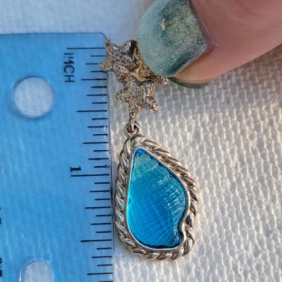 Tagliamonte Venetian cameo conch shell shape earrings beautiful blue in sterling - Picture 8 of 8